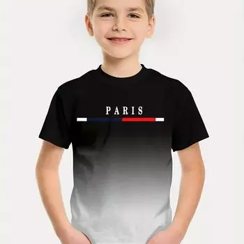 Детская одежда Футболка для мальчиков с коротким рукавом Детская футболка с принтом 3D Lette Повседневная детская летняя одежда с круглым вырезом Топы для мальчиков 150