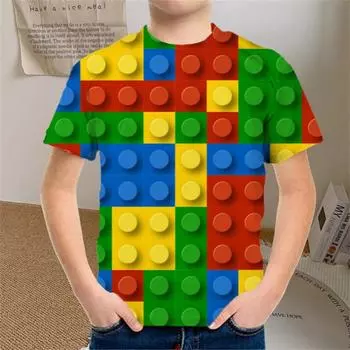 Детская одежда Футболка с цветными частицами для мальчиков и девочек Детская одежда для мальчиков Детский топ Летняя повседневная футболка с коротким рукавом от 7 до 10 лет 100