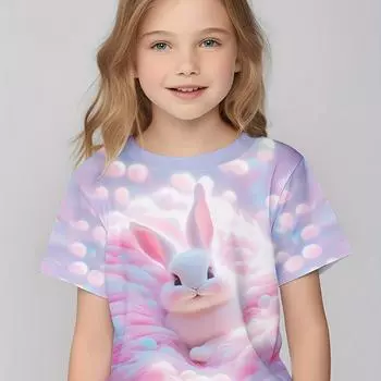Детская одежда Футболки для девочек Детские футболки с коротким рукавом Милый узор с принтом Повседневная одежда для девочек Детская летняя одежда Топы 100