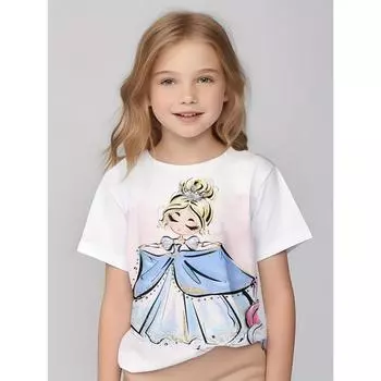 Детская одежда Футболки для девочек Детские футболки с коротким рукавом Милый узор с принтом Повседневная одежда для девочек Детская летняя одежда Топы 100