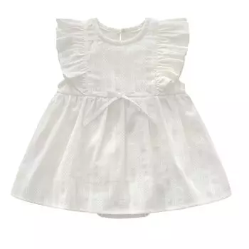 Детская одежда Haoerwu с юбкой, боди без рукавов, цельный комбинезон для девочек, летний хлопковый комбинезон с оборками, бежевый, для детей 6-9 месяцев бежевый