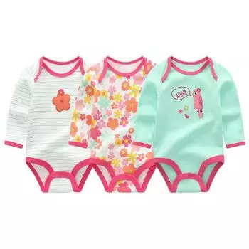 Детская одежда Хлопковая одежда с длинными рукавами для маленьких девочек с круглым вырезом с мультяшным рисунком Infantil Одежда для маленьких мальчиков Комбинезоны для новорожденных и малышей Пижамная одежда BDLL3029 3M белый