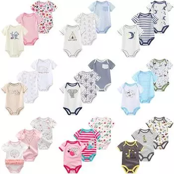 Детская одежда, хлопковая одежда с короткими рукавами для маленьких девочек, одежда с круглым вырезом, одежда для маленьких мальчиков, комбинезоны для новорожденных, пижамная одежда, Roupas de bebe 3M