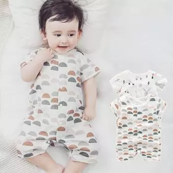 Детская одежда из бамбукового волокна, летняя детская пижама с короткими рукавами и комбинезоном для скалолазания 66cm