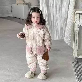 Детская одежда, комбинезон для девочек, одежда для скалолазания 2024 года, новая детская корейская пижама, одежда для маленьких девочек 90 розовый