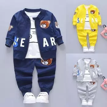 Детская одежда, костюм из 3 предметов для маленьких мальчиков, осенний кардиган + футболка с длинными рукавами + брюки, верхняя одежда 110cm серый