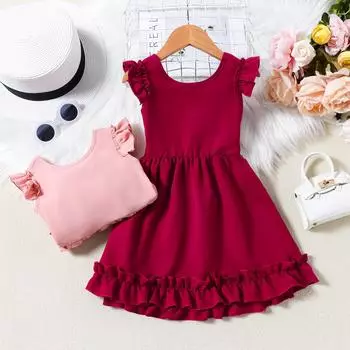 Детская одежда, летнее однотонное платье с бантом и открытой спиной для девочек, повседневные платья принцессы для детей 2–7 лет 3T розовый