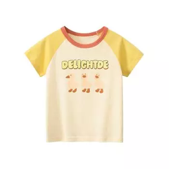 Детская одежда, летняя детская одежда с рисунком утки для девочек, футболка с короткими рукавами 90cm