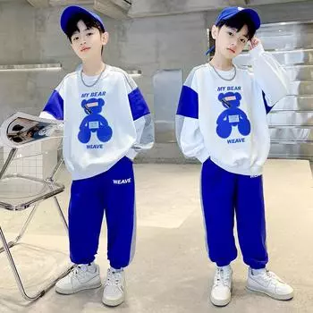Детская одежда мальчики весенний костюм новые модели весна и осень спортивные мальчики красивые средние и большие дети весенний свитер прилив 120cm