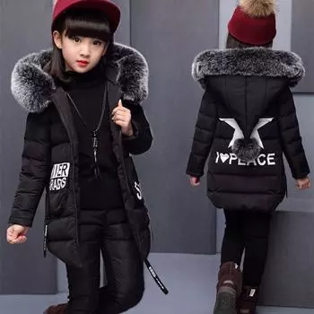 Детская одежда, модный детский костюм, осенне-зимний теплый костюм с пальто, повседневная одежда, толстовка для девочек, комплект из трех предметов 160 чёрный