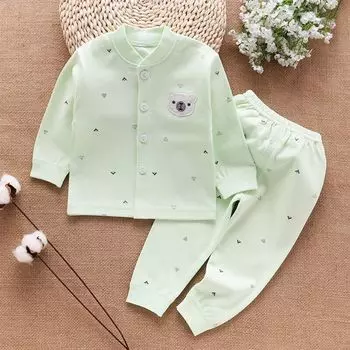 Детская одежда Нижнее белье Детские топы Штаны Пижамный костюм для новорожденных Домашние комплекты для мальчиков и девочек Теплая осенняя детская одежда 66cm синий