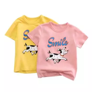 Детская одежда, новая летняя детская футболка с короткими рукавами, одежда для маленьких девочек 90cm