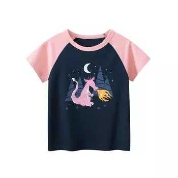 Детская одежда. Новая одежда для маленьких девочек. Детская футболка с короткими рукавами. Нижняя рубашка. 90cm