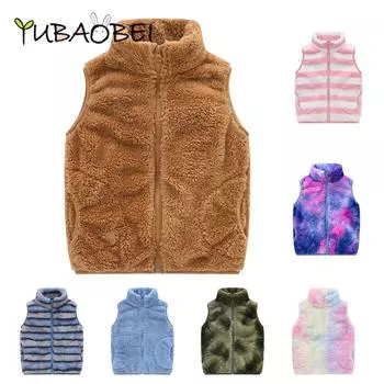 Детская одежда осень-зима повседневный бархатный жилет для мальчиков и девочек безрукавка воротник-стойка детский жилет из искусственного меха пальто 100 белый