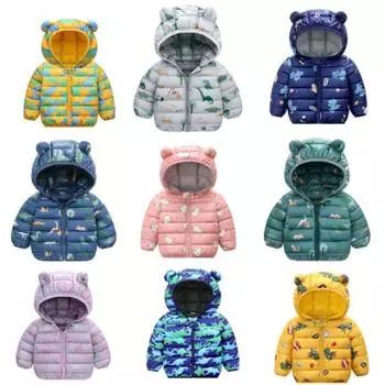 Детская одежда, осенне-зимняя детская хлопковая пуховая куртка с героями мультфильмов, куртка для мальчиков и девочек 80cm