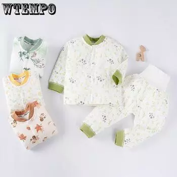 Детская одежда осенний комплект нижнего белья тонкий детский с высокой талией окружность живота домашняя одежда 73