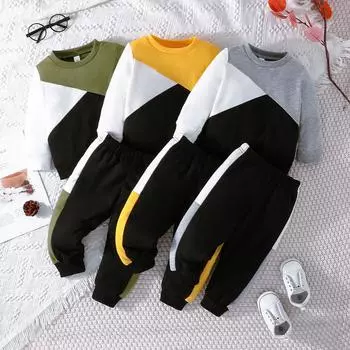 Детская одежда, От 1 до 6 лет, весенне-осенний новый комплект из двух предметов, модный спортивный костюм для отдыха, спортивный костюм для мальчиков и девочек 80cm жёлтый