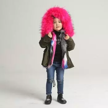 Детская одежда от звезд, вы с тем же стилем преодолеваете шубу для мальчиков и девочек, длинную шубу 90cm розовый