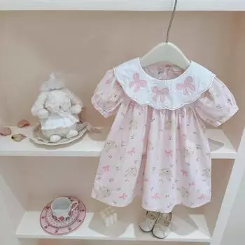 Детская одежда, платье для девочек, летнее милое модное платье принцессы с принтом, повседневное платье принцессы для дня рождения 18m розовый