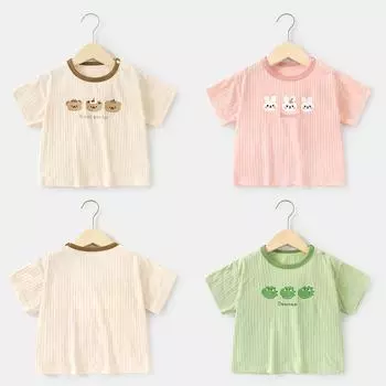 Детская одежда, повседневная модальная футболка с короткими рукавами, летняя одежда для мальчиков и девочек, летние топы с половиной рукавов для маленьких детей 73CM зелёный
