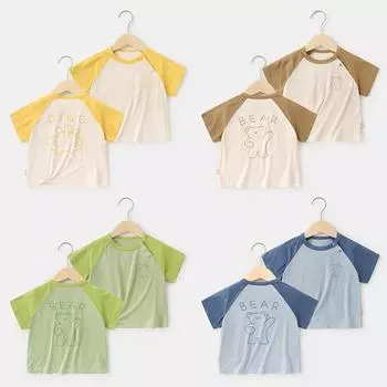 Детская одежда, повседневная модальная футболка с короткими рукавами, летняя одежда для мальчиков и девочек, летние топы с половиной рукавов для маленьких детей 73CM