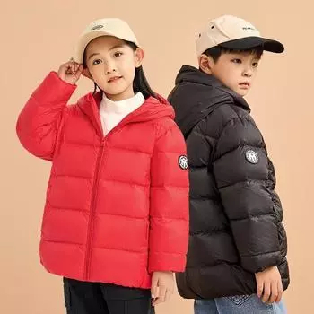 Детская одежда, пуховик для мальчиков и девочек, зимняя короткая детская куртка с капюшоном, топы 110cm чёрный