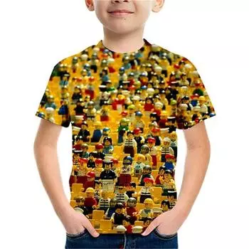 Детская одежда с 3d принтом Футболка с цветными частицами Детская одежда для мальчиков и девочек для мальчиков Детский топ Летняя повседневная футболка с короткими рукавами от 3 до 12 лет 100