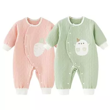 Детская одежда с длинным рукавом для новорожденных, открытая, легкая для малышей, месяцы [HAYAHARU] Одежда, Комбинезоны, Одежда, 100% хлопок, Комбинезоны, Передняя часть, Мальчики, Девочки, Милый, Изменение,