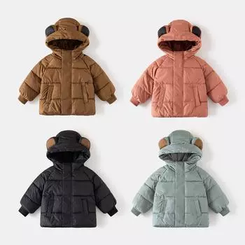 Детская одежда с хлопковой подкладкой 2024 зимнее пальто новая корейская версия мультяшная куртка с хлопковой подкладкой детская одежда для мальчиков тренд 90cm