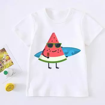 Детская одежда с милым рисунком фруктов, футболка, повседневная футболка с принтом для девочек и мальчиков, кавайные летние детские топы с короткими рукавами, YKP051 12M(80)