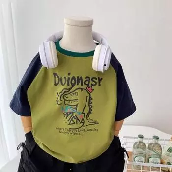 Детская одежда с рисунком милые детские футболки с коротким рукавом топы для мальчиков и девочек свободные повседневные футболки с круглым воротником футболка лето 80 серый