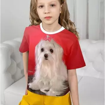 Детская одежда с рисунком совы для девочек, детские футболки с 3D-принтом для детей, одежда для девочек 10 лет, футболки 110