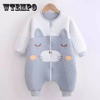 Детская одежда Спальный мешок с раздельными ножками Весна и осень Детское одеяло с защитой от ударов Детское теплое хлопковое пальто 80 синий