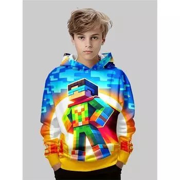 Детская одежда, толстовки для мальчиков, повседневные модные топы с длинным рукавом и 3D-принтом, весна-осень 5-6Y