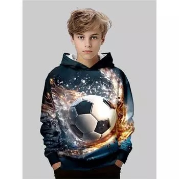 Детская одежда, толстовки для мальчиков, повседневные модные топы с длинным рукавом и 3D-принтом, весна-осень 5-6Y