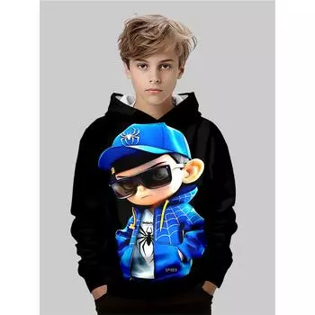 Детская одежда, толстовки для мальчиков, повседневные модные топы с длинным рукавом и 3D-принтом, весна-осень 5-6Y