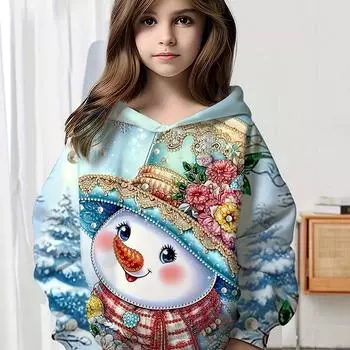 Детская одежда Толстовки с капюшоном для девочек с длинным рукавом и 3D-принтом Детская одежда на весну и осень Повседневная одежда для фестивалей и вечеринок Одежда для девочек Топы 100