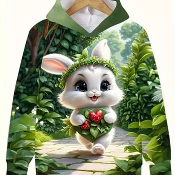 Детская одежда Толстовки с капюшоном для девочек с длинным рукавом 3D милые животные принт детская одежда весна-осень повседневная кавайная одежда для девочек на открытом воздухе топы 100