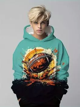 Детская одежда Толстовки с капюшоном Одежда для отдыха для детей Повседневная детская одежда с принтом в виде футбола для мальчиков Осень-зима Модная детская одежда 100