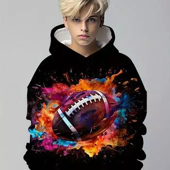 Детская одежда Толстовки с капюшоном Одежда для отдыха для детей Повседневная детская одежда с принтом в виде футбола для мальчиков Осень-зима Модная детская одежда 100CM