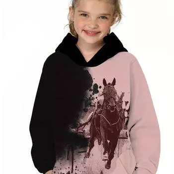 Детская одежда Толстовки с капюшоном с длинным рукавом Летняя одежда для девочек Мультяшные комиксы Принт Kawaii Круглый вырез Детская одежда Повседневный топ для девочек 110