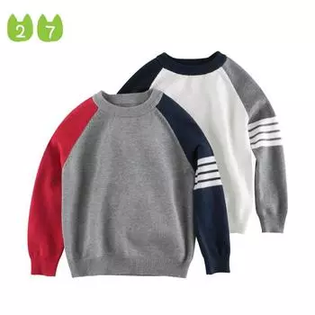 Детская одежда Утолщенная весенняя одежда Европейский и американский свитер для мальчиков Детский свитер 90cm белый