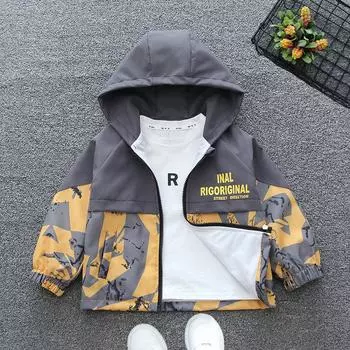 Детская одежда Весенние и осенние куртки для мальчиков Ветровки для девочек 160 бежевый