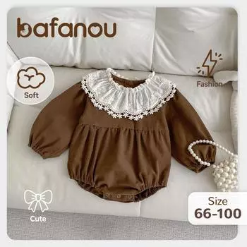 Детская однотонная одежда для младенцев, весенний хлопковый комбинезон для девочек, вельветовый комбинезон для новорожденных, бафану 22413 90cm(18-24M) коричневый