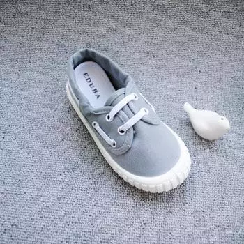 Детская однотонная парусиновая обувь, повседневная обувь с двумя эластичными лентами и низкой лентой, детская тканевая обувь без шнуровки 24 красный