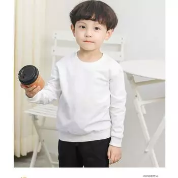 Детская однотонная повседневная футболка с капюшоном и длинными рукавами для мальчиков и девочек 80cm