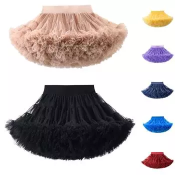 Детская однотонная юбка до середины тела из сетки с пышной детской юбкой XS синий