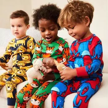 Детская осень Детские комплекты нижнего белья Домашняя одежда Пижамы Для детей среднего и большого возраста 90 королевский синий