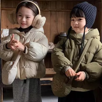 Детская осенне-зимняя однотонная утепленная пуховая куртка маленьких и средних размеров, детская повседневная куртка с длинными рукавами и капюшоном 130