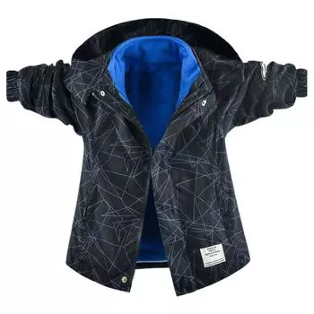 Детская осенне-зимняя теплая утепленная куртка для мальчиков, съемная ветровка для двух видов одежды, куртка 140